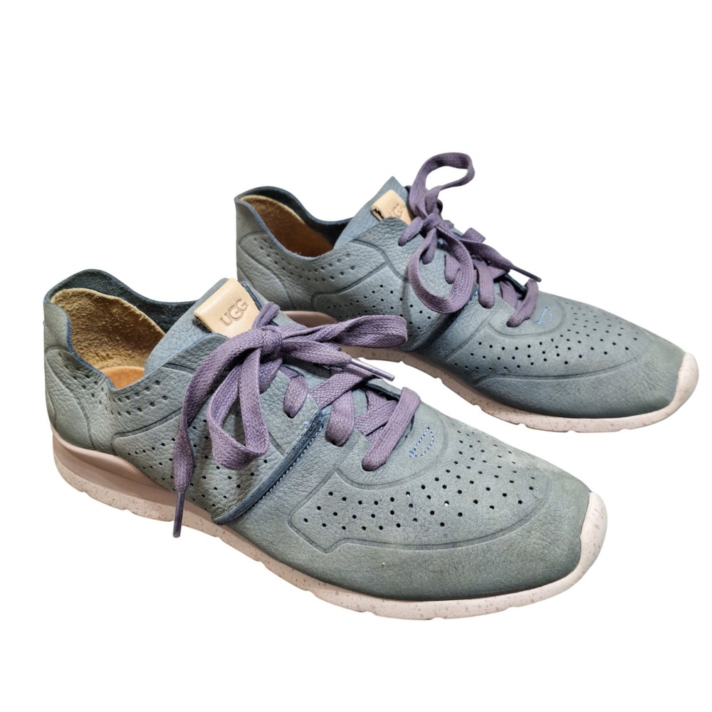 UGG Women's 10‎ Tye Stardust Blue Leather Perforated Sneakers Low Top 1016674